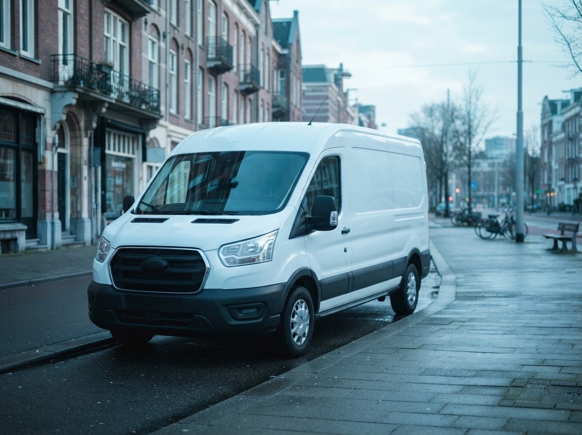 Technical services van parked on a city street